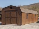 12x36 Gambrel Dutch Barn Style Storage Shed With Coffee Brown LP Smart Side, brown trim, and a shingle roof