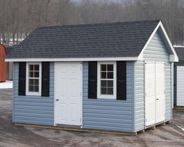 10x14 Cape Cod Storage Shed with Blue Vinyl Siding At Pine Creek Structures of Spring Glen (Hegins), PA