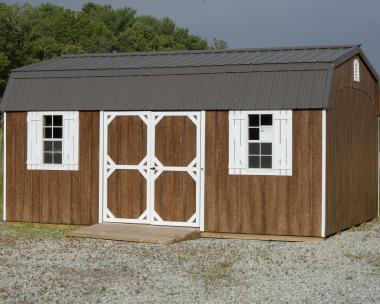 12x20 Dutch Barn Storage Shed with Space Saver/Workshop Shelving Package Inside