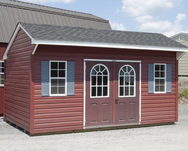 10x16 Cottage Style Storage Shed with Red Vinyl Siding