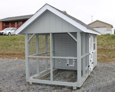 Pine Creek 6x12 King Coop with Light Gray walls, White trim, and Oyster Gray shingles